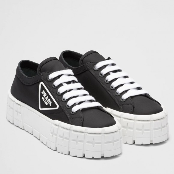 Prada Double Wheel Sneakers In Black Nylon Gabardine Prada Double Wheel Sneakers In Black Nylon Gabardine
