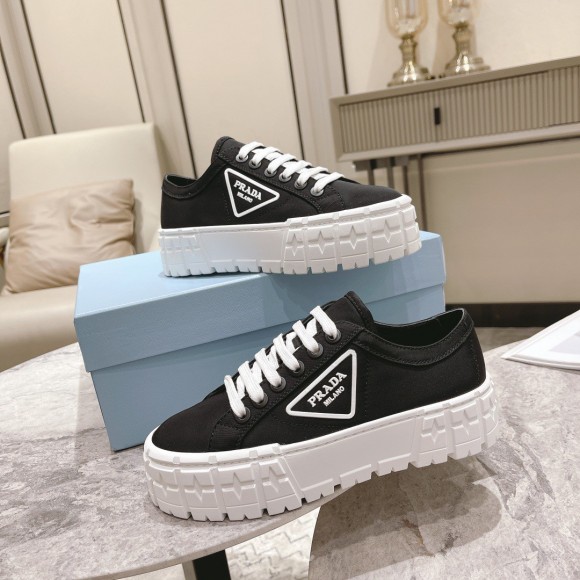 Prada Double Wheel Sneakers In Black Nylon Gabardine Prada Double Wheel Sneakers In Black Nylon Gabardine