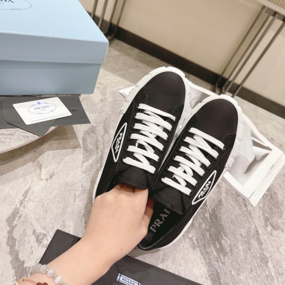 Prada Double Wheel Sneakers In Black Nylon Gabardine Prada Double Wheel Sneakers In Black Nylon Gabardine