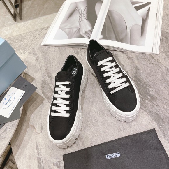 Prada Double Wheel Sneakers In Black Nylon Gabardine Prada Double Wheel Sneakers In Black Nylon Gabardine
