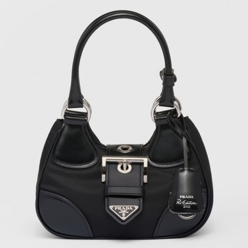Prada Moon Bag in Black Re-Nylon and Leather Prada Moon Bag in Black Re-Nylon and Leather