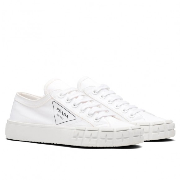 Prada Women's Low-top Sneakers In White Gabardine Fabric Prada Women's Low-top Sneakers In White Gabardine Fabric