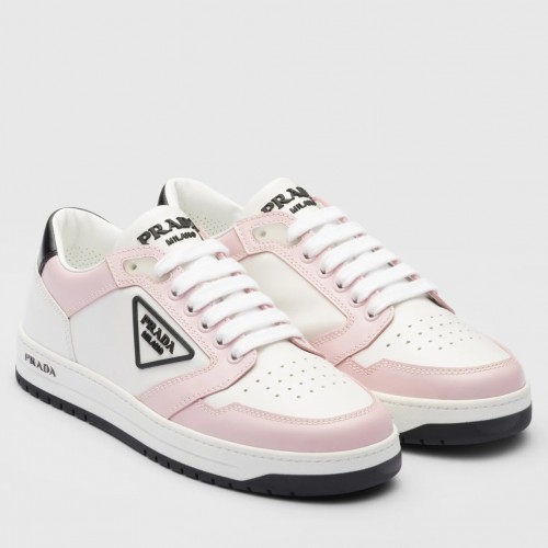 Prada District Sneakers in White and Pink Calfskin Prada District Sneakers in White and Pink Calfskin