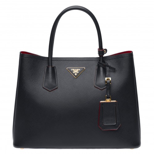 Prada Double Medium Tote Bag In Black Saffiano Leather Prada Double Medium Tote Bag In Black Saffiano Leather