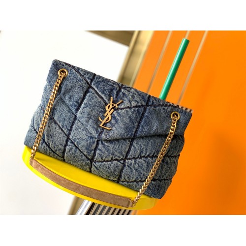 Saint Laurent Puffer Medium Chain Bag In Vintage Denim Saint Laurent Puffer Medium Chain Bag In Vintage Denim