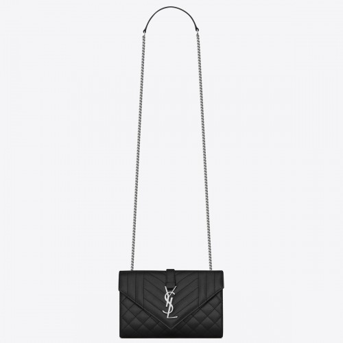 Saint Laurent Envelope Small Bag In Noir Matelasse Grained Leather