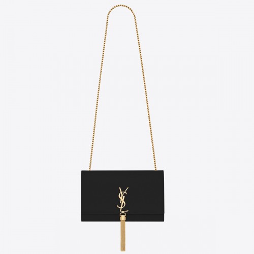 Saint Laurent Kate Medium Tassel Bag In Black Grain De Poudre Leather Saint Laurent Kate Medium Tassel Bag In Black Grain De Poudre Leather