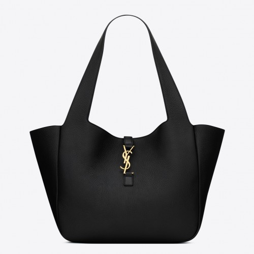 Saint Laurent Bea Tote Bag in Black Grained Leather