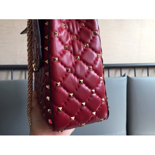 Valentino Rockstud Spike Large Bag In Red Nappa Lambskin Valentino Rockstud Spike Large Bag In Red Nappa Lambskin