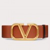 Valentino VLogo Reversible Belt 70mm in Brown and Black Calfskin