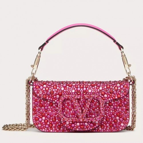 Valentino Small Loco Shoulder Bag with Rhinestone Applique Valentino Small Loco Shoulder Bag with Rhinestone Applique