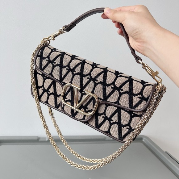 Valentino Large Loco Shoulder Bag in Black Toile Iconographe Valentino Large Loco Shoulder Bag in Black Toile Iconographe