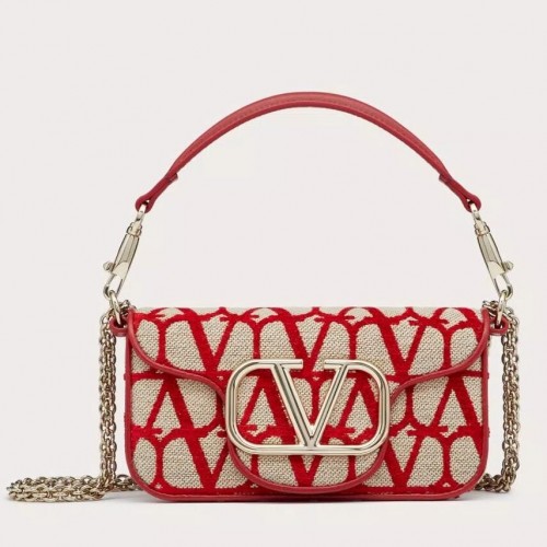 Valentino Small Loco Shoulder Bag in Red Toile Iconographe Valentino Small Loco Shoulder Bag in Red Toile Iconographe