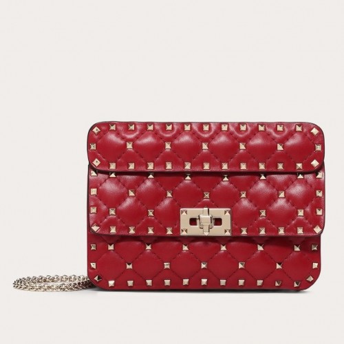 Valentino Rockstud Spike Small Bag In Red Nappa Lambskin Valentino Rockstud Spike Small Bag In Red Nappa Lambskin