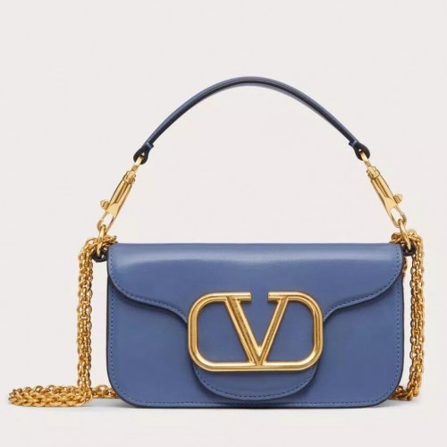 Valentino Loco Small Shoulder Bag In Blue Calfskin Valentino Loco Small Shoulder Bag In Blue Calfskin